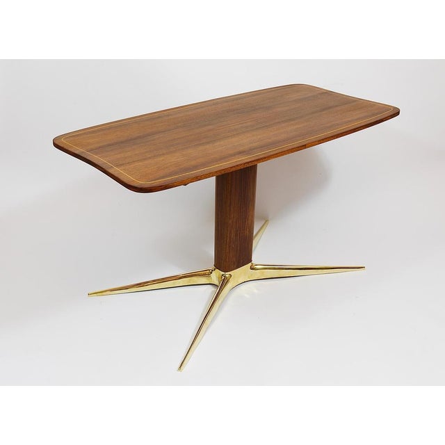 Brass and Walnut Coffee Table attributed to Oswald Haerdtl for Hagenauer, Vienna, Austria, 1950s For Sale - Image 13 of 18