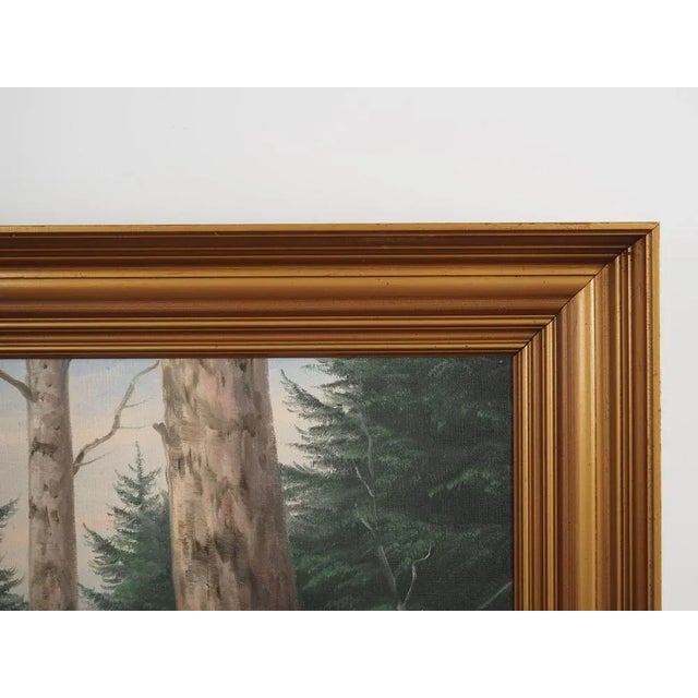 Wolmer Zier, Two Deer by the Water, 1960s, Oil on Canvas, Framed For Sale - Image 9 of 12