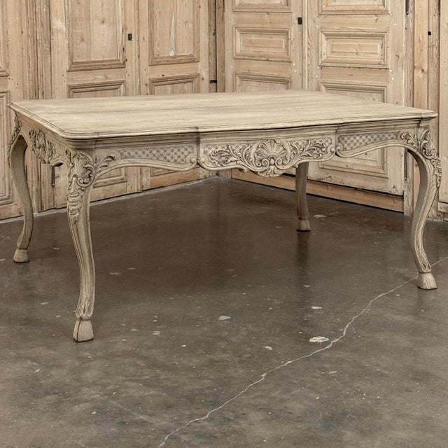 Antique Country French Liégeoise Régence Stripped Oak Dining Table or Writing Desk For Sale - Image 12 of 18