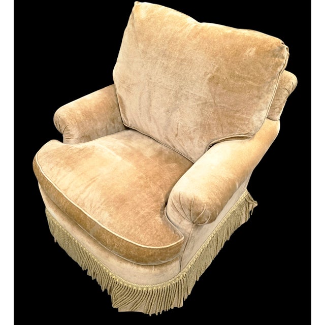 English Vintage Baker Furniture Lounge Chair With Skirted Fringe Detailing For Sale - Image 3 of 13