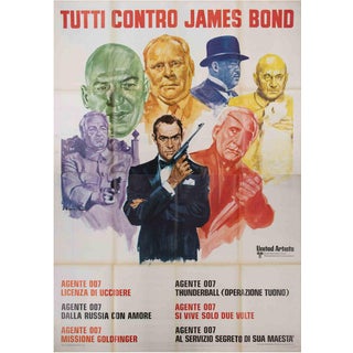 Tutti Contro James Bond Color Lithographic Poster, Italy,1972 For Sale