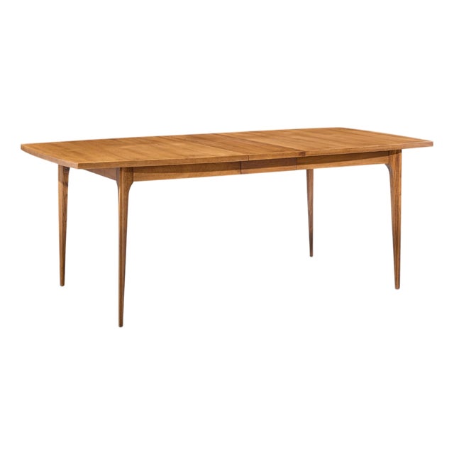 Broyhill Brasilia Mid Century Walnut Expanding Dining Table With 1 Leaf For Sale