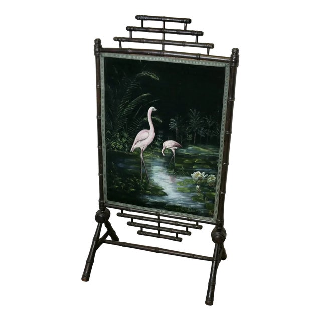 Black Lacquer Oriental Fire Screen For Sale