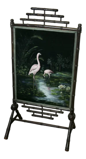 Black Lacquer Oriental Fire Screen