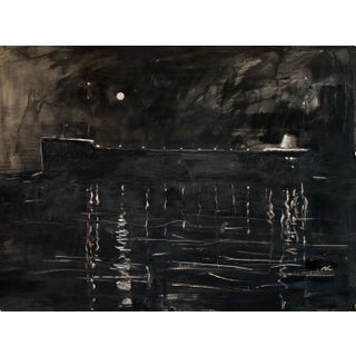 Harold Cohn , 2 Sided Expressionist Detroit Modernist Painting Female Nude, Night Cruise Ship, c.1950's For Sale