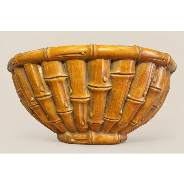 Mid 20th Century Large Vintage Palm Beach Coastal Chinoiserie Faux Bamboo Wall Shelves Brackets Sconces- A Pair For Sale - Image 5 of 7