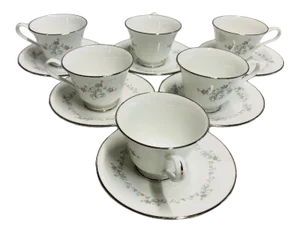 Vintage Oxford Bone China "Windflower" Cups & Saucers 12 Pieces Set