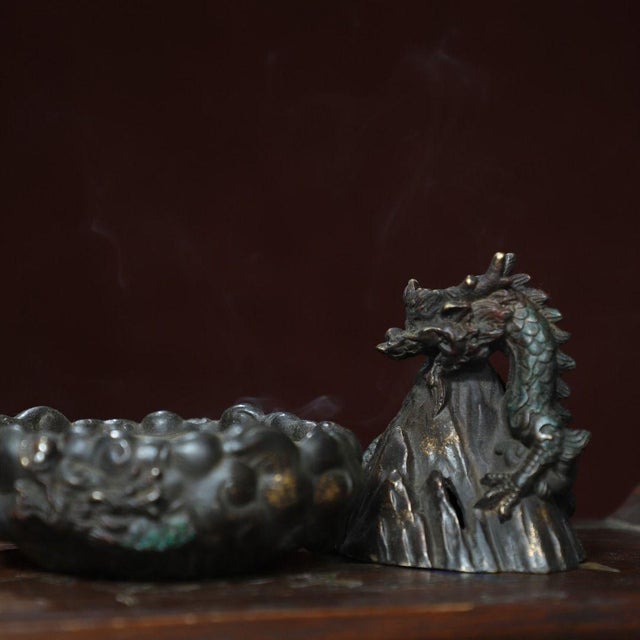 Gilt Bronze Dragon Backflow Incense Burner, 1.05kg For Sale - Image 4 of 9