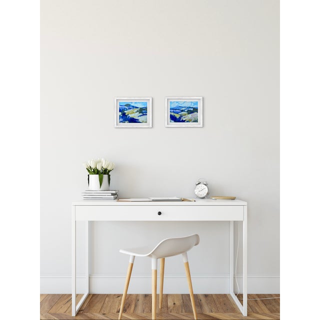Textile Pair of Oil Paintings - Modern Abstract Landscape Art For Sale - Image 7 of 9