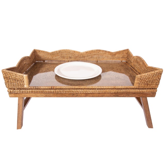 This beautifully crafted Scallop Design Breakfast Tray seamlessly combines boho-chic elegance with modern functionality....