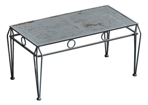 Mid-Century Modern French Garden Metal Coffee Table with Perforated Top, 1950s
