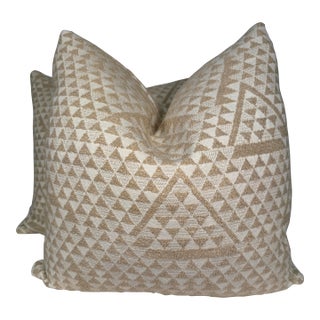 Christopher Farr Cloth "Camino Real Indoor Woven" in Natural 22" PIllows-A Pair For Sale