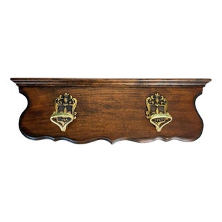 Wooden and Brass Coat Rack, France, 1950 For Sale