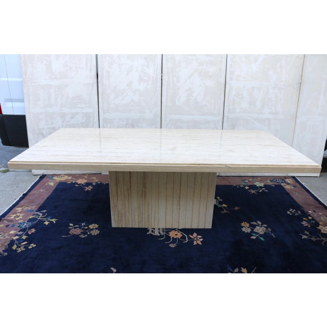 Mid-Century Modern Vintage 1970s Italian Travertine Pedestal Dining Table – Mid-Century Modern For Sale - Image 3 of 18