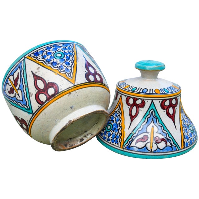 Early 20th Century Moorish Ceramic Box W/ Pattern For Sale - Image 11 of 12