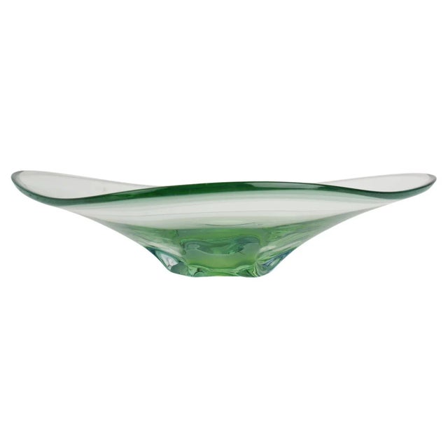 Green Mid-Century Art Glass Bowl by Zelezno Borske Sklo, 1960s For Sale - Image 8 of 8