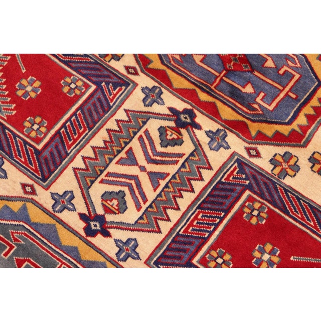 1980s Semi Vintage Sherwan Red/Blue Wool Rug -4'7" X 6'2" For Sale In New York - Image 6 of 10