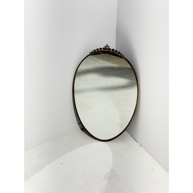 Oval Brass Wall Mirror, Italy, 1950s For Sale - Image 13 of 16