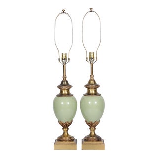 Brass & Porcelain Table Lamps by Stiffel - a Pair For Sale