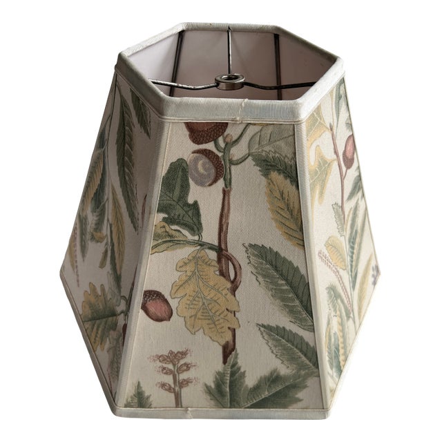 Vintage Hexagon Lampshade With Acorns and Acorn Leaf Fabric For Sale