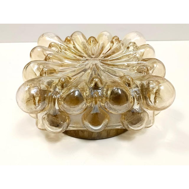 Ceiling Light in Amber Glass and Gold Varnished Metal by Helena Tynell, 1970s For Sale - Image 11 of 11