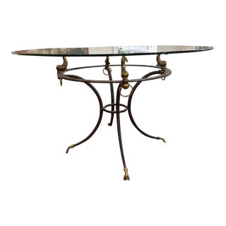 Vintage Hollywood Regency Dolphin / Koi Fish Glass Dining Table – 48” Round For Sale