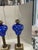 Late 19th Century Cut to Clear Cobalt Blue Oil Lamps W/Brass & Marble Bases - a Pair For Sale - Image 12 of 12