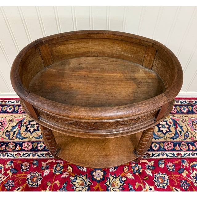 Antique French Oak Barley Twist Standing Planter Jardinière Liner C. 1930s For Sale - Image 4 of 17