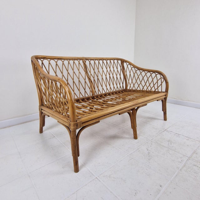 Mid-Century Italian Rattan & Bamboo Settee, 1970 For Sale - Image 15 of 16