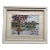 Antique Framed Watercolor Coastal Landscape With Pink Flamingos For Sale