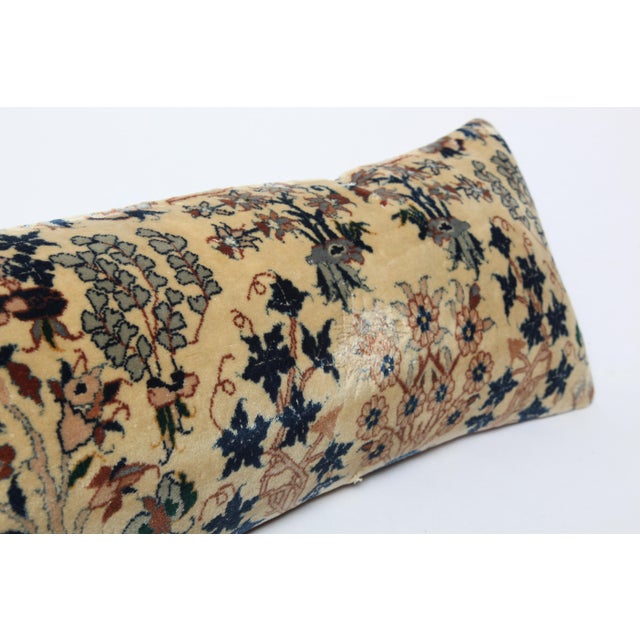 Mid 20th Century Authentic Vintage Rug Pillow Cover – Handwoven Floral Motif Throw Cushion Cover -12'' X 35'' For Sale - Image 5 of 11