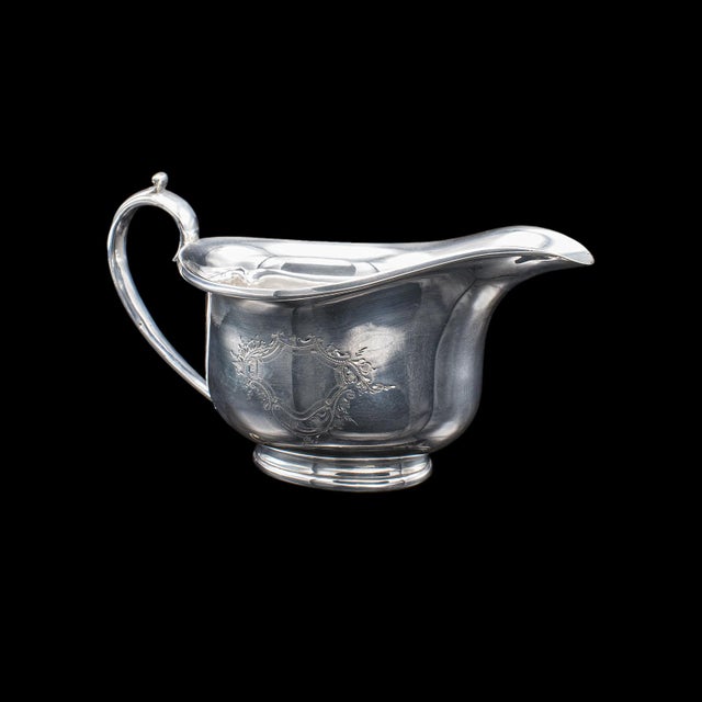 Antique Sugar Dish & Creamer Duo, English Silver Plate, Coffee Service Set, 1920 For Sale - Image 6 of 12