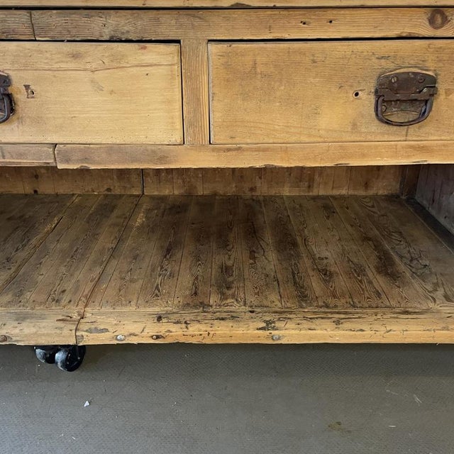 Vintage Industrial Beech and Sycamore Bakers Table For Sale - Image 8 of 15