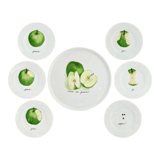 Late 20th Century Limoges Porcelain 'Apple' Canape Plates - Set of 7 For Sale