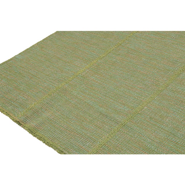2010s 2010s Rug & Kilim’s Contemporary Kilim Rug in Green With Teal and Pink Accents For Sale - Image 5 of 8