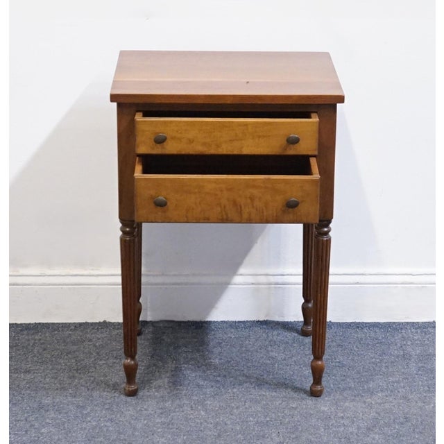 Late 20th Century Stickley Furniture Solid Cherry Traditional Sheraton Style 19" Two Drawer Nightstand For Sale - Image 5 of 12