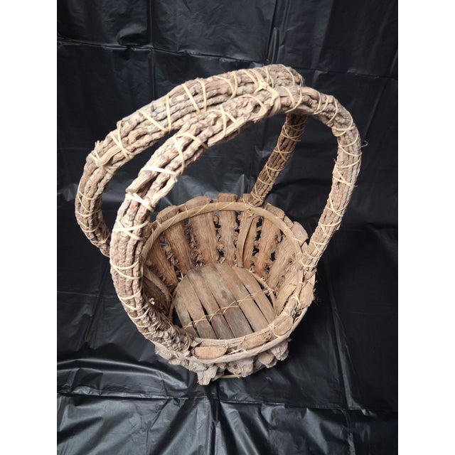 Brown Antique Primitive Foraging Basket For Sale - Image 8 of 8