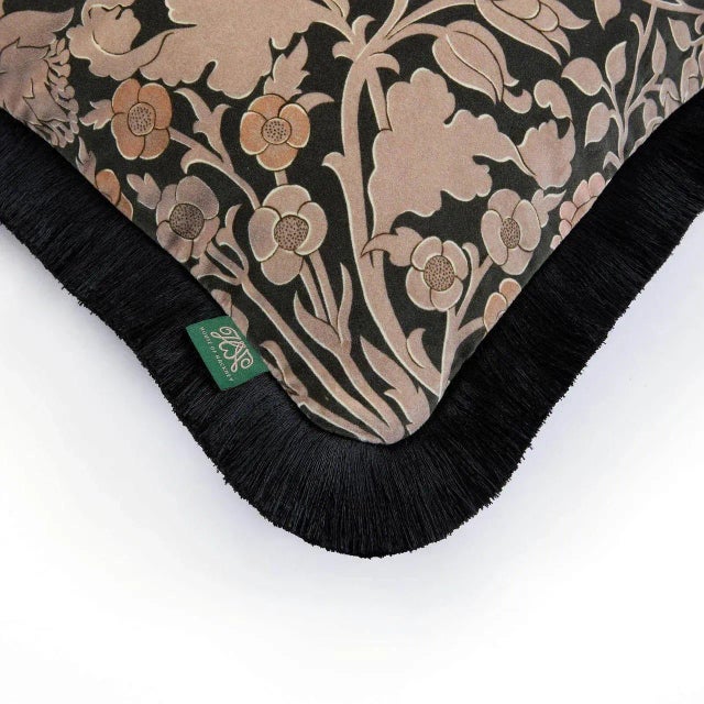 English HYACINTH NOVELLUS Velvet Fringed Cushion - Noir For Sale - Image 3 of 3