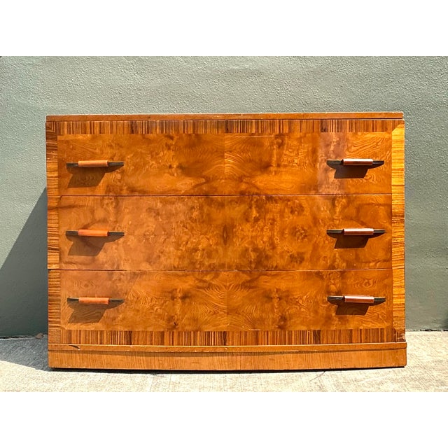 Vintage Deco Burl Wood Chest of Drawers For Sale In West Palm - Image 6 of 12