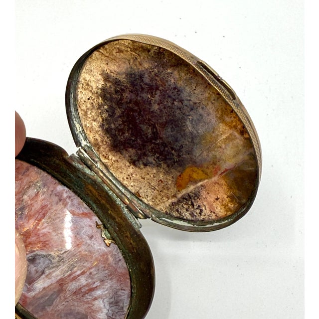 19th Century Set of 3 Victorian Snuff or Trinket Boxes Brass with Agate For Sale - Image 10 of 12