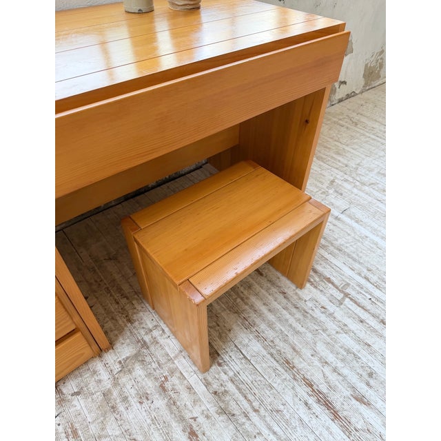 Savoie Desk, Chest of Drawers and Stool in Pine from Maison Regain, 1970s, Set of 4 For Sale - Image 14 of 18