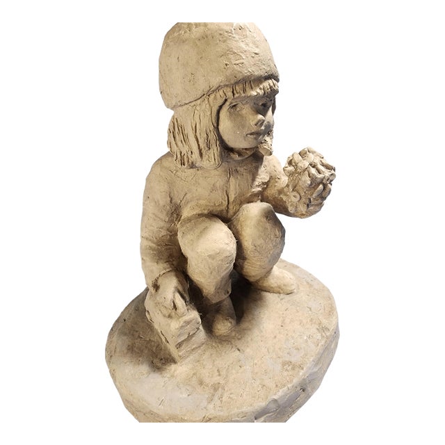 Vintage Bright Eyes School Daisies Signed Sculpture Dee Crowley Childhood Figurine Rare Find For Sale