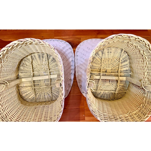 Set of (2) Vintage Wicker Rattan Barrel/Bucket Style Chairs For Sale - Image 12 of 14