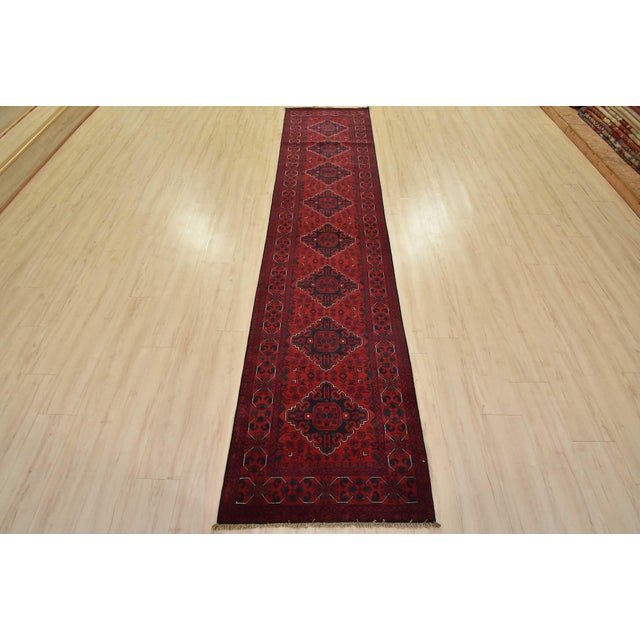 Tribal Turkmen Runner 2’8” X 11’6” Red Wool Tribal Hand-Knotted Oriental Rug For Sale - Image 3 of 13