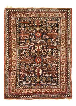Navy Blue Coucasion Antique Kazak Rug
