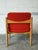 Vintage Danish Oak Lounge Chair by Skive Møbelfabrik Mid-Century Modern Red Upholstery For Sale - Image 11 of 13
