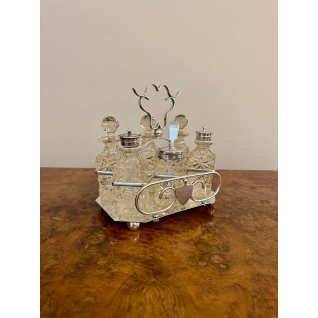 Antique Edwardian Silver Plated Cruet Set, 1900, Set of 7 For Sale - Image 8 of 8
