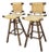 Mid 20th Century Victor Courtray Style Zebra Wood Woven Swivel Bar Stools - A Pair For Sale