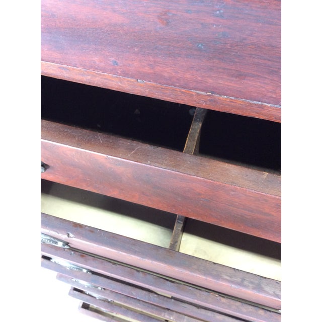 Antique Mission Style Chest of Eight Drawers With Brass Hardware For Sale - Image 15 of 18