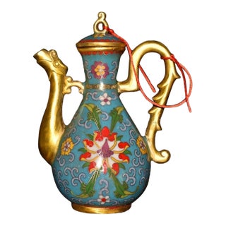 Late 19th Century Cloisonné Enamel Ewer With Dragon Spout, 1.2kg For Sale
